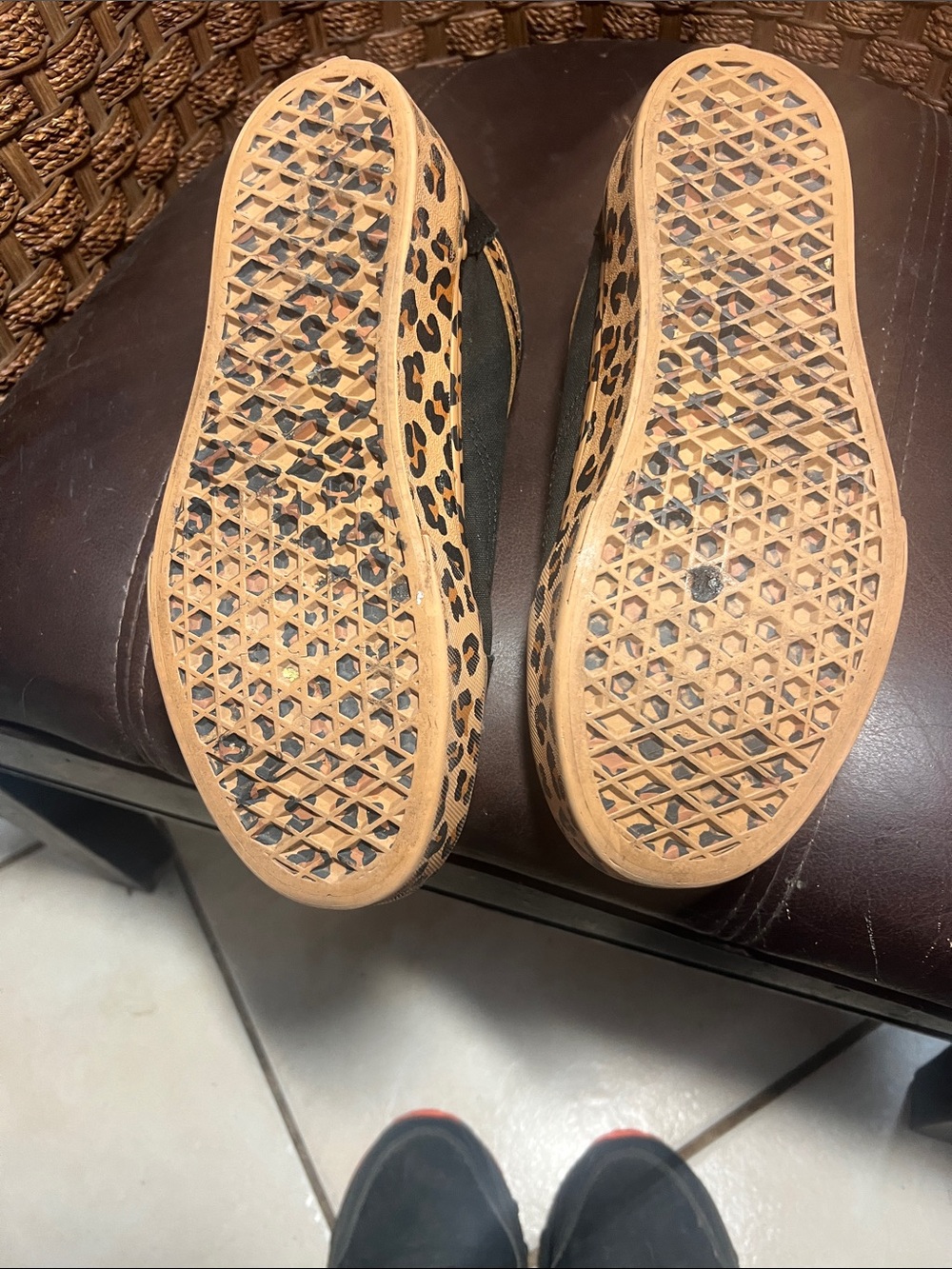 Vans Black Sneakers with Leopard-Print Tan Accents - Picture 4 of 6